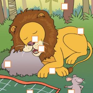 Imagen de portada del videojuego educativo: The lion and the mouse , de la temática Lengua