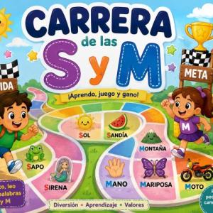 Portada del juego JUGANDO APRENDO LAS LETRAS S Y M – Lengua