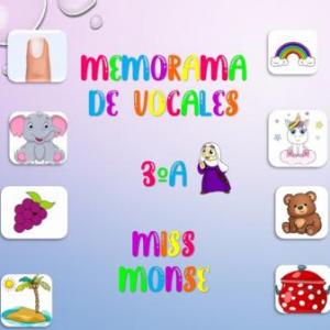 Imagen de portada del videojuego educativo: Memorama de vocales Miss Monse, de la temática Cultura general