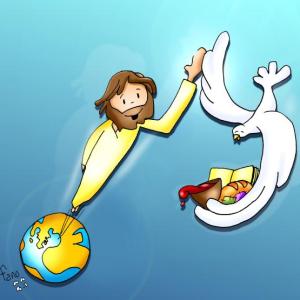Imagen de portada del videojuego educativo: Jesús y el juego de la oca, de la temática Religión