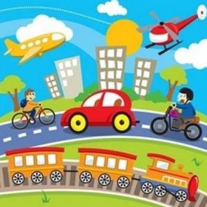 Imagen de portada del videojuego educativo: Medios de Transporte, de la temática Lengua