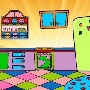 Imagen de portada del videojuego educativo: Objetos de cocina en inglés., de la temática Idiomas