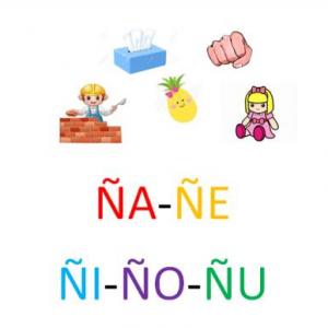 Imagen de portada del videojuego educativo: Asocia los dibujos con las palabras que tengan la letra Ñ, de la temática Lengua