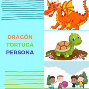 Imagen de portada del videojuego educativo: Dragón, Tortuga, Persona, de la temática Humanidades