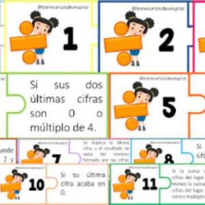 Imagen de portada del videojuego educativo: Ejercicios de criterios de divisibilidad, de la temática Matemáticas