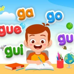 Imagen de portada del videojuego educativo: PALABRAS CON GA, GUE, GUI, GO, GU, de la temática Lengua