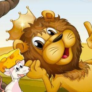 Imagen de portada del videojuego educativo: El León y el Ratón, de la temática Literatura