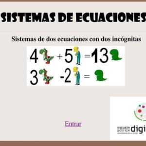 Imagen de portada del videojuego educativo: Sistemas de dos ecuaciones lineales con dos incógnitas, de la temática Matemáticas