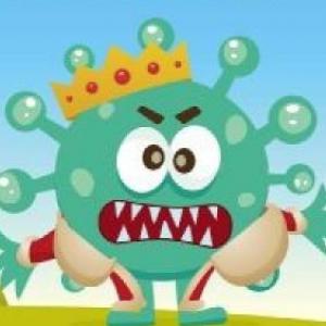 Imagen de portada del videojuego educativo: Memorama Rey Virus, de la temática Salud