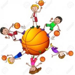 Imagen de portada del videojuego educativo: BALONCESTO (CANCHA, BALÓN Y TABLERO) Y CARICATURA, de la temática Deportes