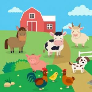 Imagen de portada del videojuego educativo: Elige la opción correcta del nombre de cada animal de granja., de la temática Ciencias