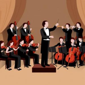 Imagen de portada del videojuego educativo: La Orquesta: Instrumentos musicales, de la temática Música
