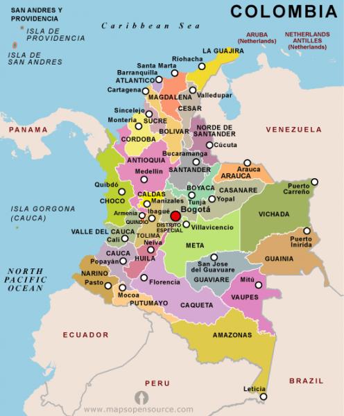 Adivina los departamentos de las capitales de Colombia