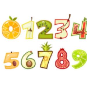 frutas en forma de números