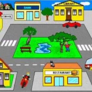 Imagen de portada del videojuego educativo: PLACES IN THE CITY, de la temática Lengua