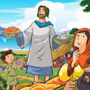 Imagen de portada del videojuego educativo: MILAGRO MULTIPLICACIÓN PANES Y PECES, de la temática Religión