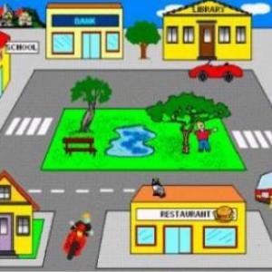 Imagen de portada del videojuego educativo: Places in the city, de la temática Idiomas