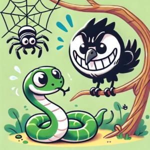 Story of the snake, the spider and the hungry bird