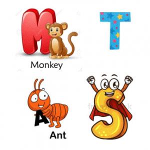 Vocabulary words M,m, T,t, A,a, S,s 