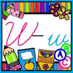 Imagen de portada del videojuego educativo: Juguemos con la  W-w, de la temática Lengua