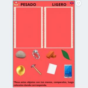 Imagen de portada del videojuego educativo: PESADO - LIGERO, de la temática Matemáticas