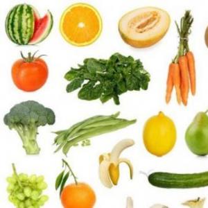 memoria de frutas y verduras