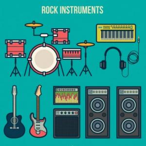 Imagen de portada del videojuego educativo: Instrumentos del Rock, de la temática Música