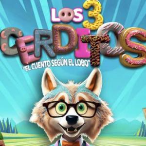 Imagen de portada del videojuego educativo: Los Tres Cerditos según el Lobo, de la temática Cine-TV-Teatro