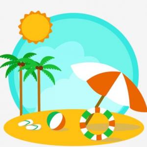 Imagen de portada del videojuego educativo: Juego de la Oca con colores relacionados al Verano, de la temática Medio ambiente