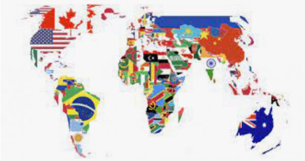 Oca sobre banderas del mundo