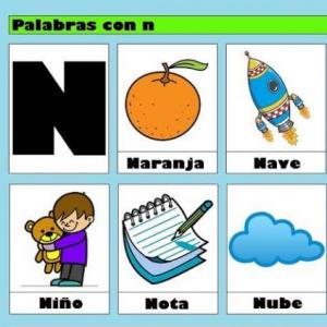 Imagen de portada del videojuego educativo: Palabras que inician con la letra n, de la temática Ocio