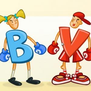 Imagen de portada del videojuego educativo: JUGUEMOS CON LA LETRA B Y V , de la temática Lengua