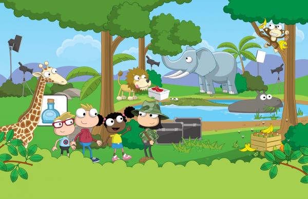 Imagen de portada del videojuego educativo: Animals and their food, de la temática Idiomas