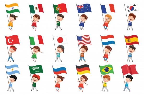 Imagen de portada del videojuego educativo: Countries and Nationalities, de la temática Idiomas