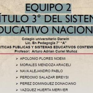Título 3° del Sistema Educativo Nacional.
