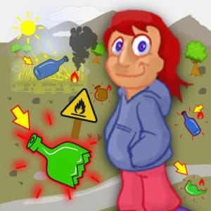 Imagen de portada del videojuego educativo: Bosque sin vidrios, de la temática Medio ambiente