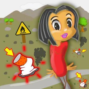Imagen de portada del videojuego educativo: Juntemos las colillas, de la temática Medio ambiente