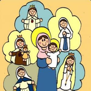 Imagen de portada del videojuego educativo: Advocaciones marianas, de la temática Religión
