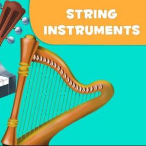Imagen de portada del videojuego educativo: String INSTRUMENT & Staff VOCABULARY (1º), de la temática Música
