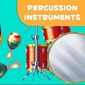 Imagen de portada del videojuego educativo: Percussion INSTRUMENT names (1º), de la temática Música