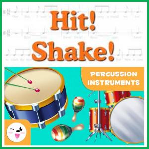 Imagen de portada del videojuego educativo: Hit or shake (percussion instruments), de la temática Música