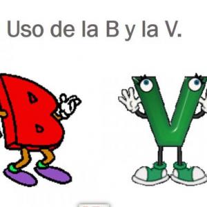 Imagen de portada del videojuego educativo: Reglas para el uso de la B y V, de la temática Lengua
