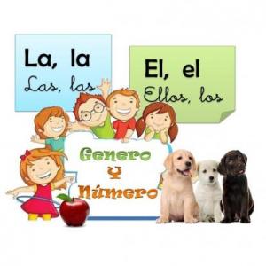Imagen de portada del videojuego educativo: Jugamos con oraciones (genero y número), de la temática Lengua