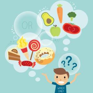 Alimentos saludables y no saludables.