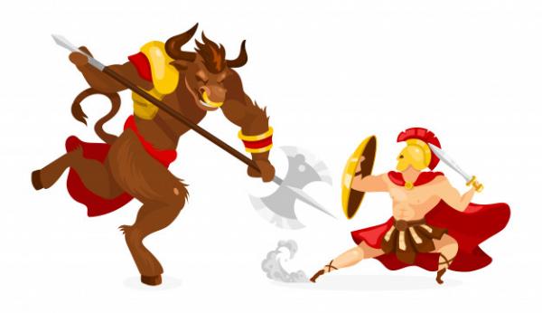 Imagen de portada del videojuego educativo: Teseo y el Minotauro, de la temática Literatura