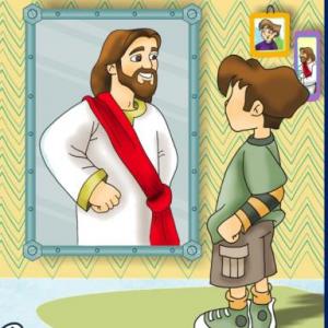 Imagen de portada del videojuego educativo: Actitudes de niños santos, de la temática Religión