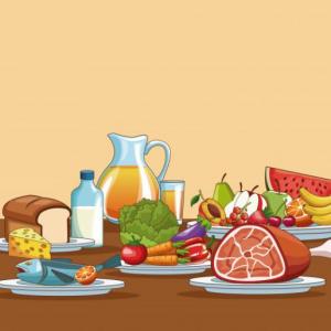 Drinks & foods, fruits & vegetables.