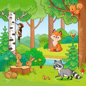 Imagen de portada del videojuego educativo: ANIMALS IN THE FOREST, de la temática Idiomas