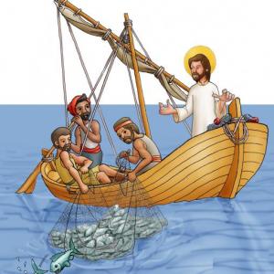 Imagen de portada del videojuego educativo: PESCA MILAGROSA, de la temática Religión