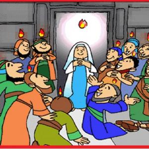 Imagen de portada del videojuego educativo: EL DÍA DE PENTECOSTÉS., de la temática Religión